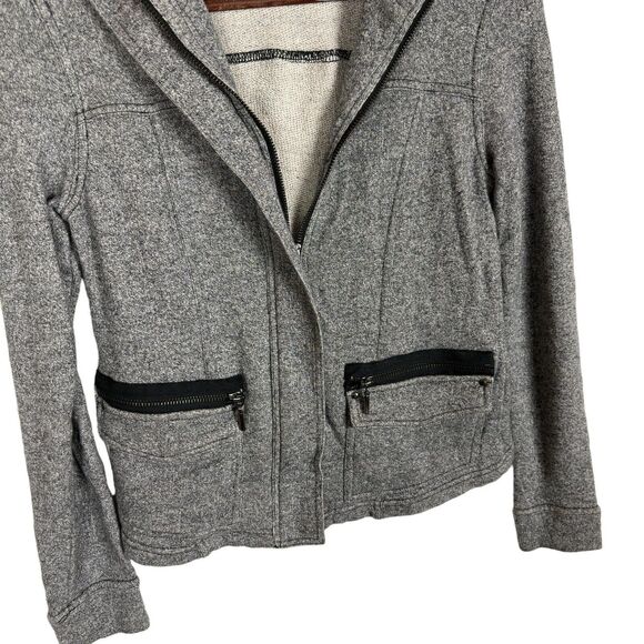 Kensie Heather Gray Terry Cloth Full Zipper Sweater Jacket Women's Small Pockets - Picture 3 of 6